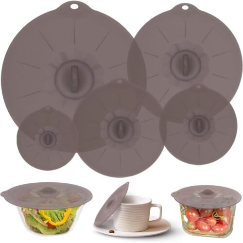 Silicone Lids for Pots and Pans - Silicone Lids for Food and Bowl Covers for Food Safe BPA Free Silicone Bowl Covers Microwave Cover(Gray)