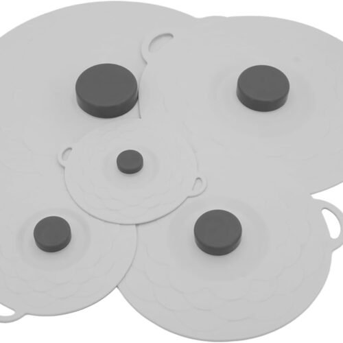 5 Pack Cover Silicone Lids,Silicone Bowl Lid Set,Microwave Splatter Cover, 5 Sizes Reusable Heat Resistant Suction Lids Fits, for cups, bowls, plates, pots, pans, refrigerators, etc,dark gray