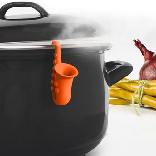 Saxophone Silicone Pot Cover - Creative Kitchen Gadget with Steam Vent, Musical Instrument-Shaped Anti-Overflow Device for Pots/Pans (Orange)
