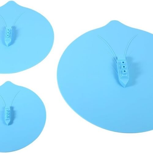 Design Silicone Seal Cover Pot Mug Cup Lid Set of 3pcs, High Temp Range, 3 Hole, Flexible with 3 Sizes for Bowls, Pots