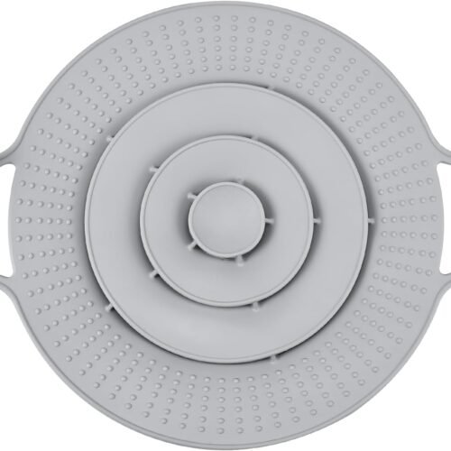 Pot Cover Spill Stopper Lid, Thicken Silicone Boil Over Spill Safeguard, Lid Cover Fits Openings 8" to 11.5" in Diameter for Pots And Pans,  Cover-Gray