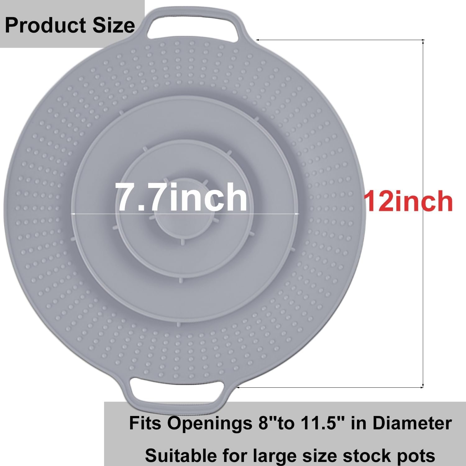 Pot Cover Spill Stopper Lid - Thicken Silicone Boil Over Spill Safeguard,FDA Food Grade Stopper Lid Cover for Pots And Pans, BPA- Cover, Fits Openings 6" to 10" in Diameter