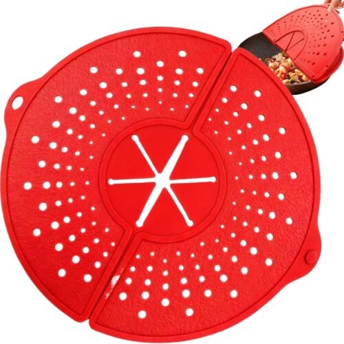 Silicone Splatter Guard - Upgraded Foldable Pot Lid | Perforated Anti-Overflow Oil Shield | Rotatable & Foldable, For Cooking Frying Boiling Stewing Steaming, Kitchen Gadget